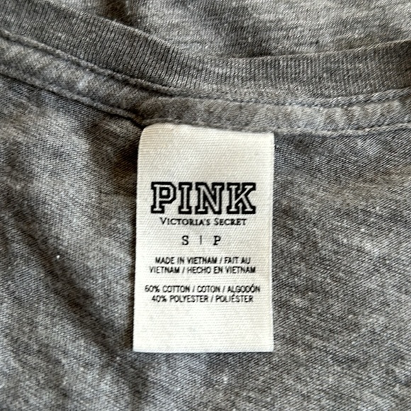 Victoria’s Secret Pink Elfie Fair Isle Christmas T-Shirt Gray White - Picture 6 of 7